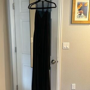 Black jumpsuit with shorts and cape, XS